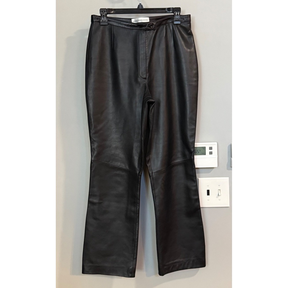 Valerie‎ Stevens Petites Black Faux Leather Flared Pants Size 8P